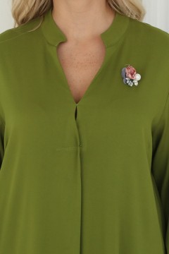 Платье длинное зелёное с украшением Wisell(фото2)