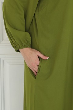 Платье длинное зелёное с украшением Wisell(фото4)