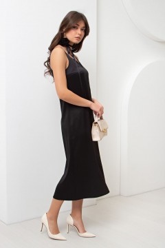 Платье-комбинация атласное чёрного цвета Mariko(фото3)