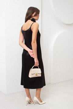 Платье-комбинация атласное чёрного цвета Mariko(фото4)