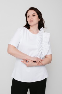 Блузка белая с хлопковым воланом Prima Linea(фото2)