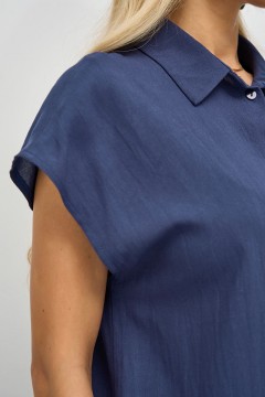 Рубашка льняная тёмно-синего цвета Jetty(фото4)