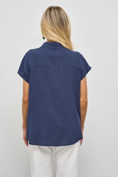 Рубашка льняная тёмно-синего цвета Jetty(фото5)