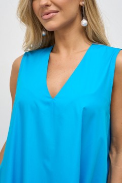 Платье длинное голубое без рукавов с поясом Jetty(фото3)