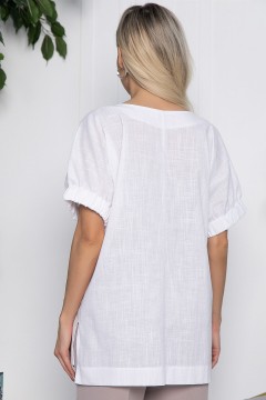 Блузка белая с асимметричным низом Lady Taiga(фото4)