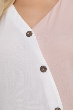 Блузка бело-розовая с декоративными пуговицами Lady Taiga(фото3)