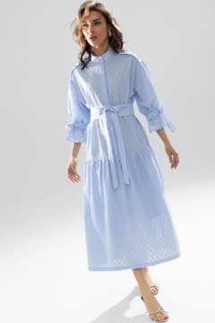 Платье голубое из шитья с поясом Charutti