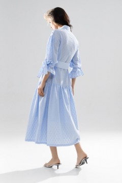 Платье голубое из шитья с поясом Charutti(фото4)