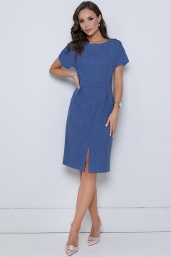 Платье-футляр летнее синее с разрезом Diolche(фото2)