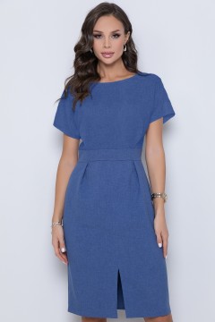 Платье-футляр летнее синее с разрезом Diolche