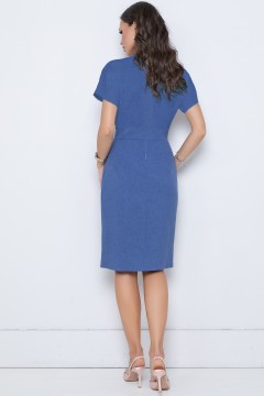 Платье-футляр летнее синее с разрезом Diolche(фото3)