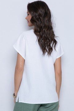 Блузка белая с короткими рукавами Diolche(фото3)