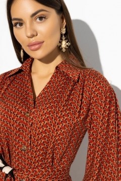 Платье-рубашка оранжевое с принтом и контрастными вставками Charutti(фото3)