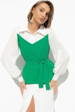 Блузка зелёная с поясом Charutti