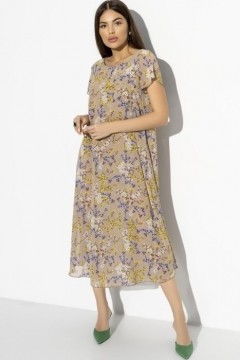 Платье бежевое с цветочным принтом Charutti