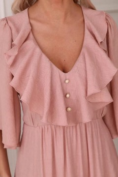 Платье длинное розового цвета с воланом Wisell(фото2)