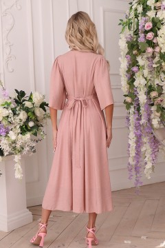Платье длинное розового цвета с воланом Wisell(фото5)