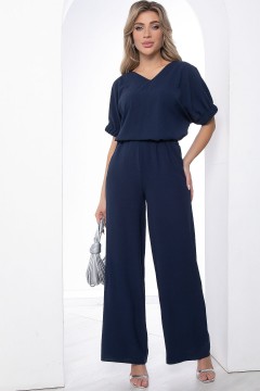 Костюм тёмно-синий с блузкой и брюками Lady Taiga(фото2)