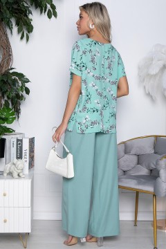 Костюм мятного цвета с брюками и блузкой Lady Taiga(фото4)