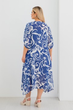 Платье длинное синее с принтом Novita(фото4)