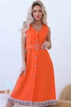 Платье летнее оранжевое с пуговицами Wisell