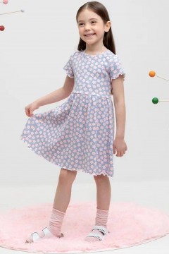 Платье с принтом для девочки КР 5793/небесно-голубой,сакура к483 платье Crockid
