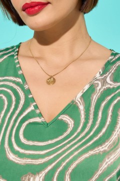 Платье А-силуэта зелёное с вырезами на плечах Aquarel(фото3)