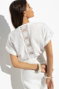 Блузка белая со вставкой из кружева по спинке Charutti(фото3)