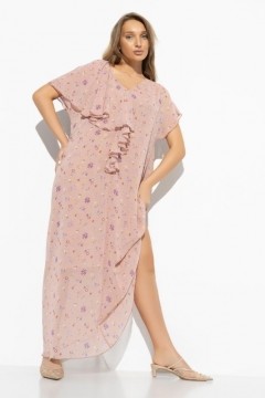 Платье розовое длинное с воланом Charutti(фото2)