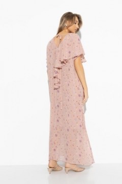Платье розовое длинное с воланом Charutti(фото4)