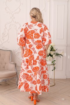 Платье длинное бело-оранжевого цвета Wisell(фото4)