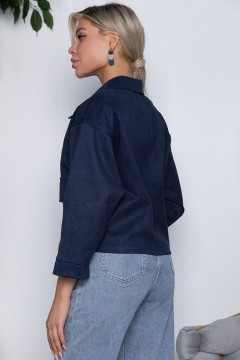 Жакет синий с накладами карманами Lady Taiga(фото4)