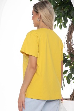 Блузка горчичного цвета из хлопка LT collection(фото4)