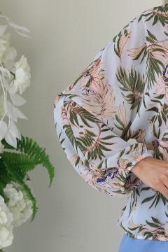 Блузка шифоновая серого цвета с принтом Wisell(фото3)