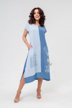 Платье миди цвета джинс с принтом Serenada(фото2)