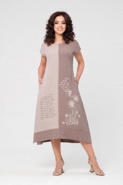 Платье миди цвета мокко с принтом Serenada(фото2)