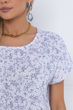 Блузка белая с цветочным принтом Bellovera(фото3)