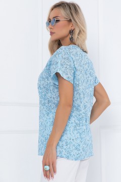 Блузка голубая с цветочным принтом Bellovera(фото4)