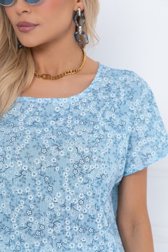 Блузка голубая с цветочным принтом Bellovera(фото3)