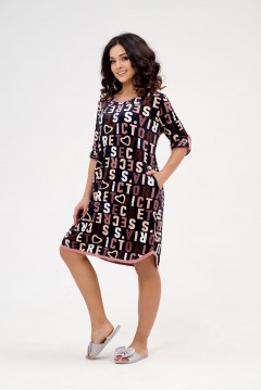 Платье домашнее велюровое с принтом буквы Serenada(фото2)