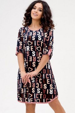 Платье домашнее велюровое с принтом буквы Serenada