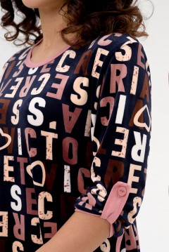 Платье домашнее велюровое с принтом буквы Serenada(фото3)