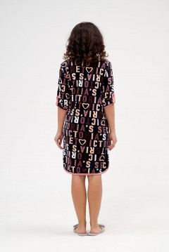 Платье домашнее велюровое с принтом буквы Serenada(фото4)