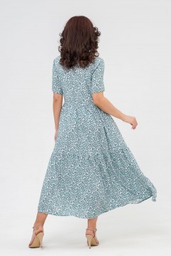 Платье длинное фисташковое с цветочным принтом Serenada(фото4)