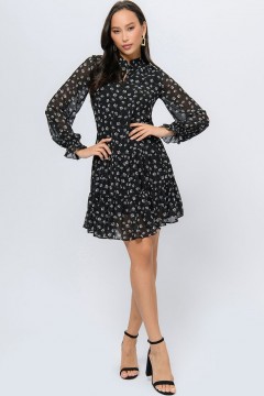 Платье чёрное длины мини с цветочным принтом 1001 dress(фото2)