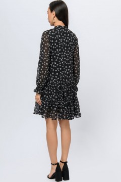Платье чёрное длины мини с цветочным принтом 1001 dress(фото3)