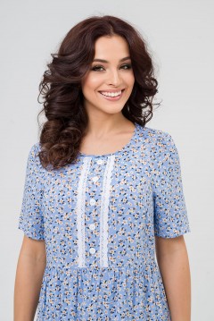 Платье летнее голубого цвета в цветочек Serenada(фото2)