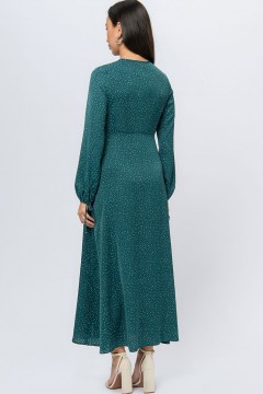 Платье длинное зелёного цвета в горошек 1001 dress(фото3)