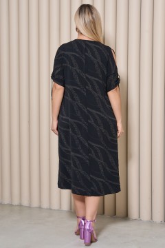 Платье А-силуэта чёрное с вырезами на плечах Aquarel(фото3)