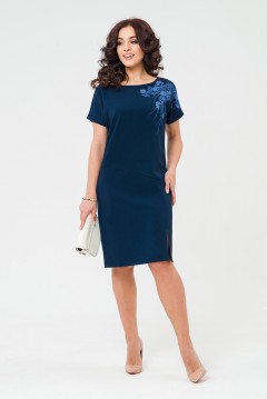 Платье тёмно-синее с разрезом Serenada(фото2)